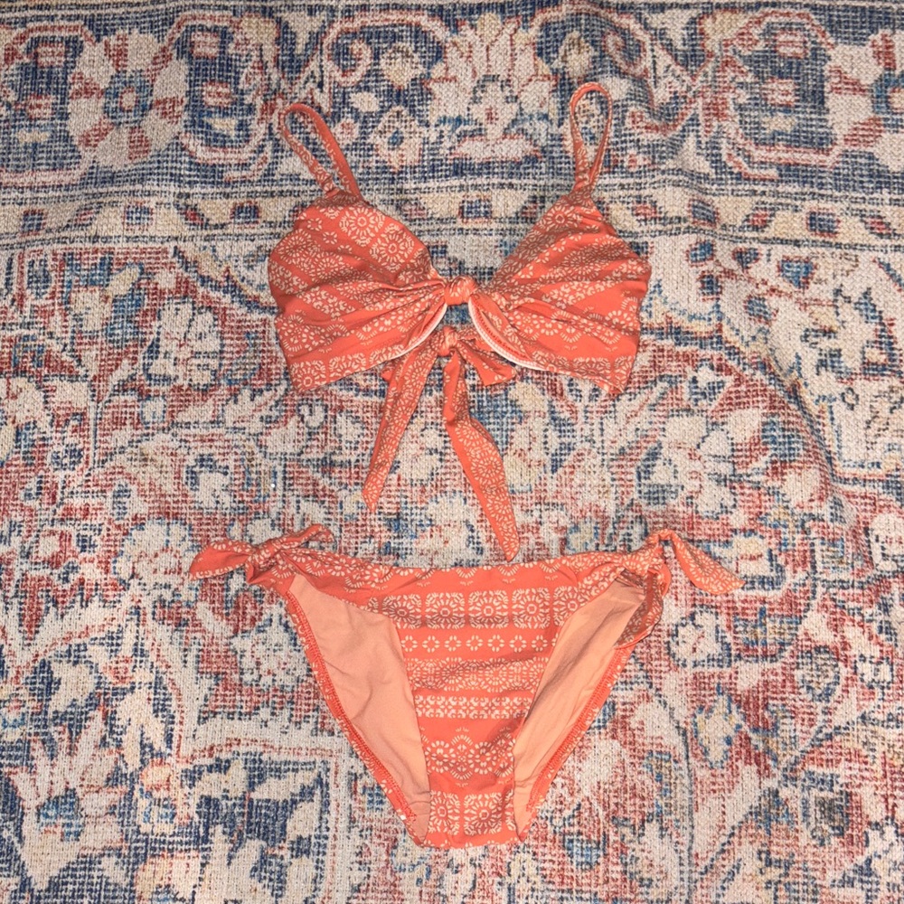 Robin Piccone Isla Twist Top/Tie Side Bottoms in Terracotta SZ XS NWOT